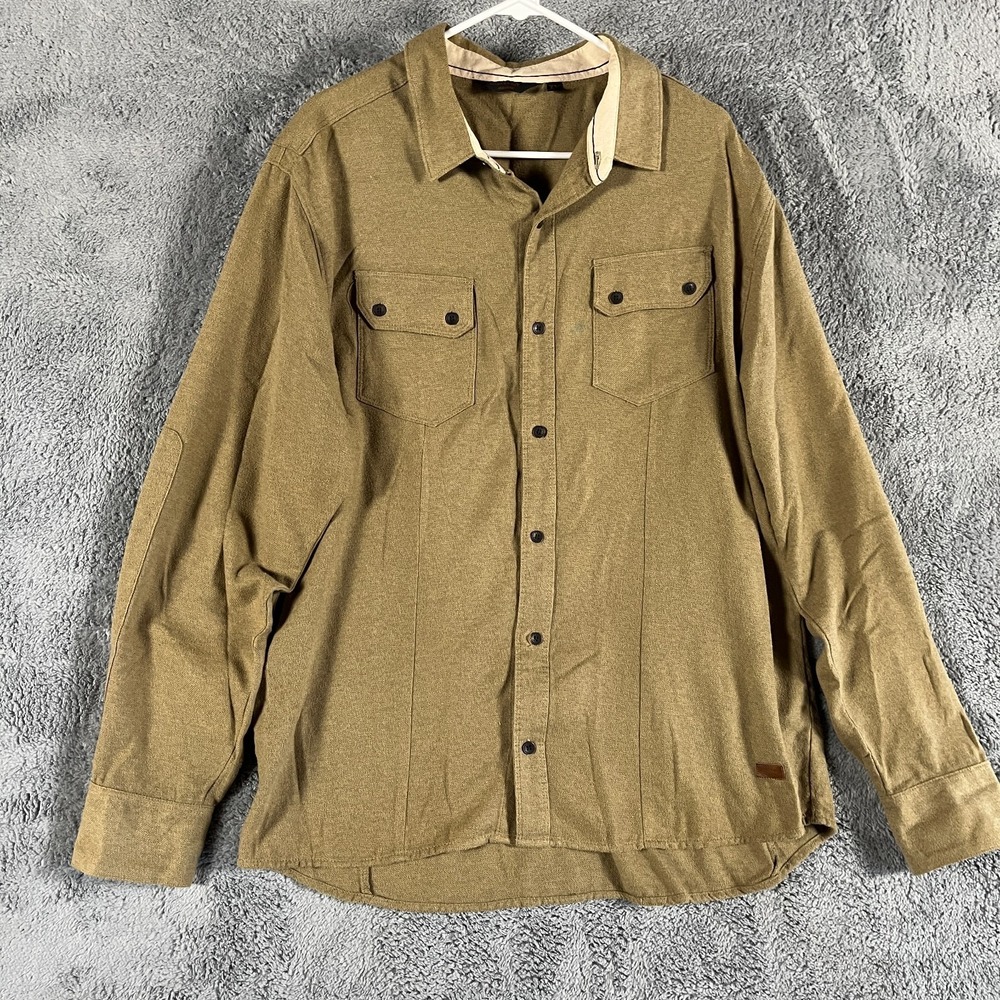 Outpost Makers Soft Flannel Shirt Men XL Brown Long Sleeve Flap Pocket Button Up